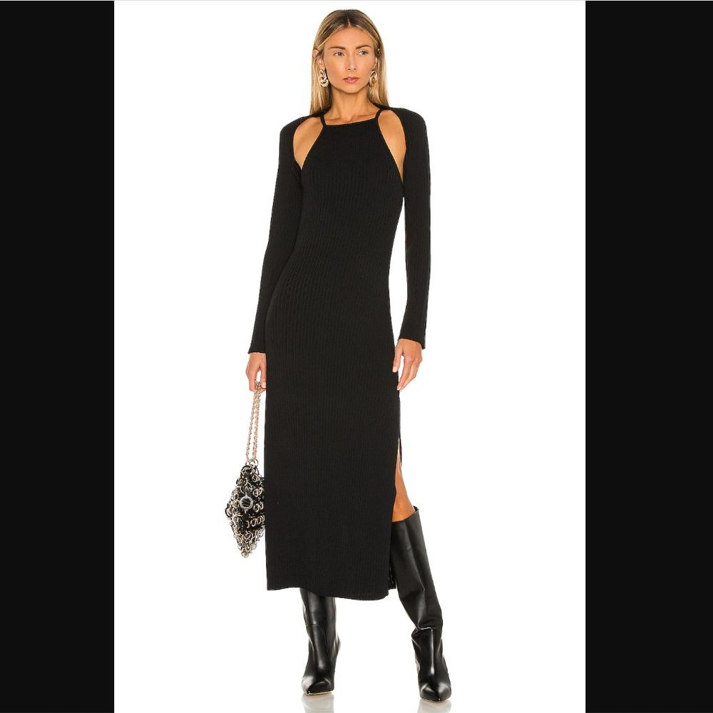 NICHOLAS Estela Dress BLACK KNIT w/ Cardigan REVOLVE PROM FORMAL WEDDING LBD